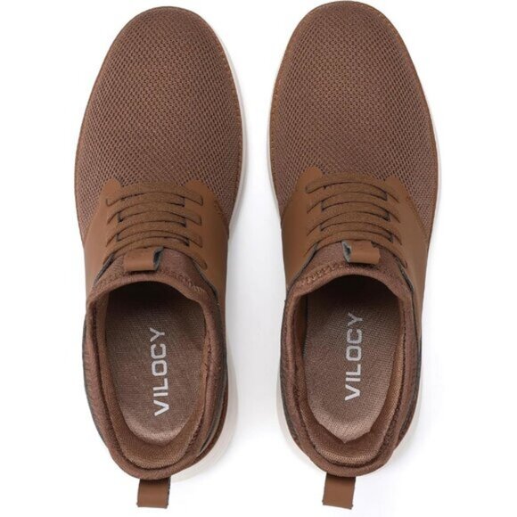 ⚡VILOCY Men's All Brown Fashion Dress Oxfords Business Mesh Breathable Sneakers - Picture 7 of 9
